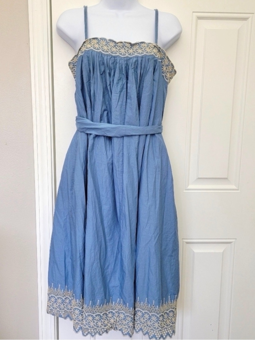 Banana Republic Light Blue Embroidered Sundress